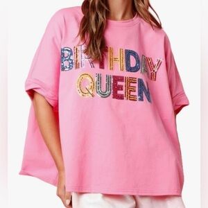 Birthday Queen oversized‎ pullover Tshirt